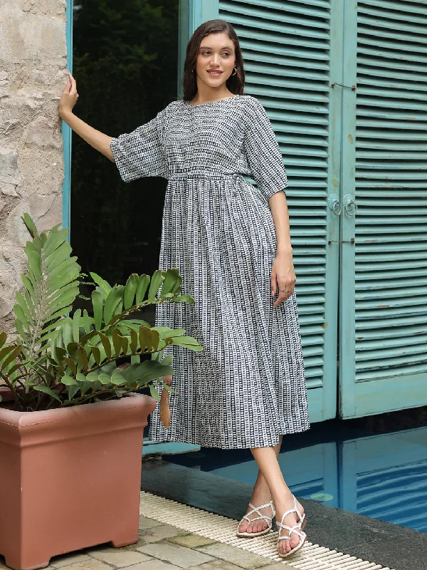 Blue Cotton Printed Night Dress