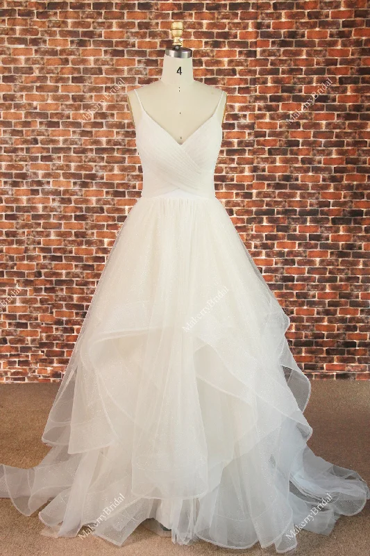 Shimmer Champagne Tulle Layered Wedding gown