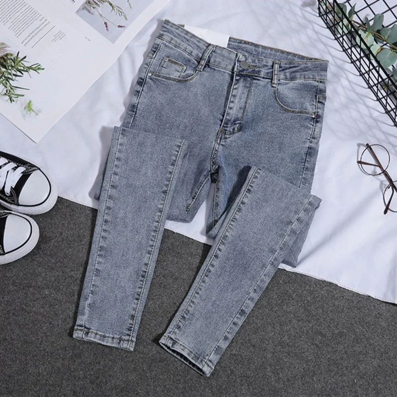 NiDELL High Waist Jeans for Women Slimming . New Slim Fit Skinny Summer Versatile Student Pencil Trendy Pants