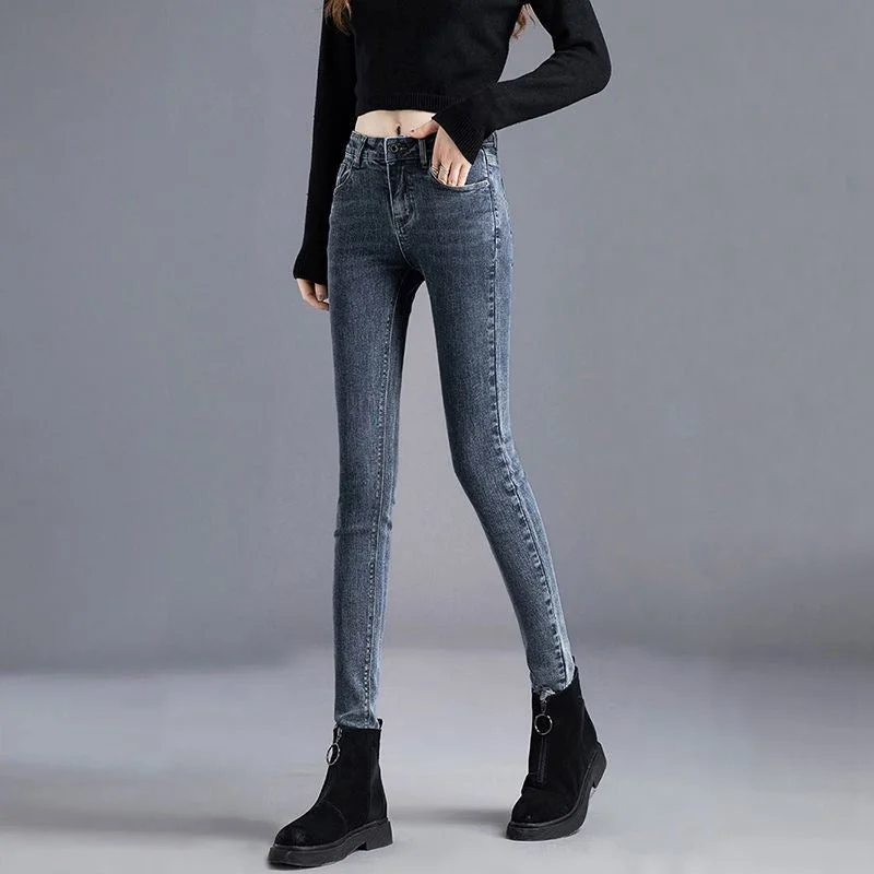 NiDELL High Waist Stretch Jeans Women's Wear High-Looking Slimming Slim-Fitting New Outer Wear Korean Style Tight Skinny Pants Women's