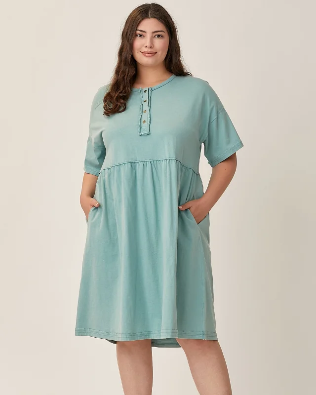 Knit Shirt Dress | SEAFOAM